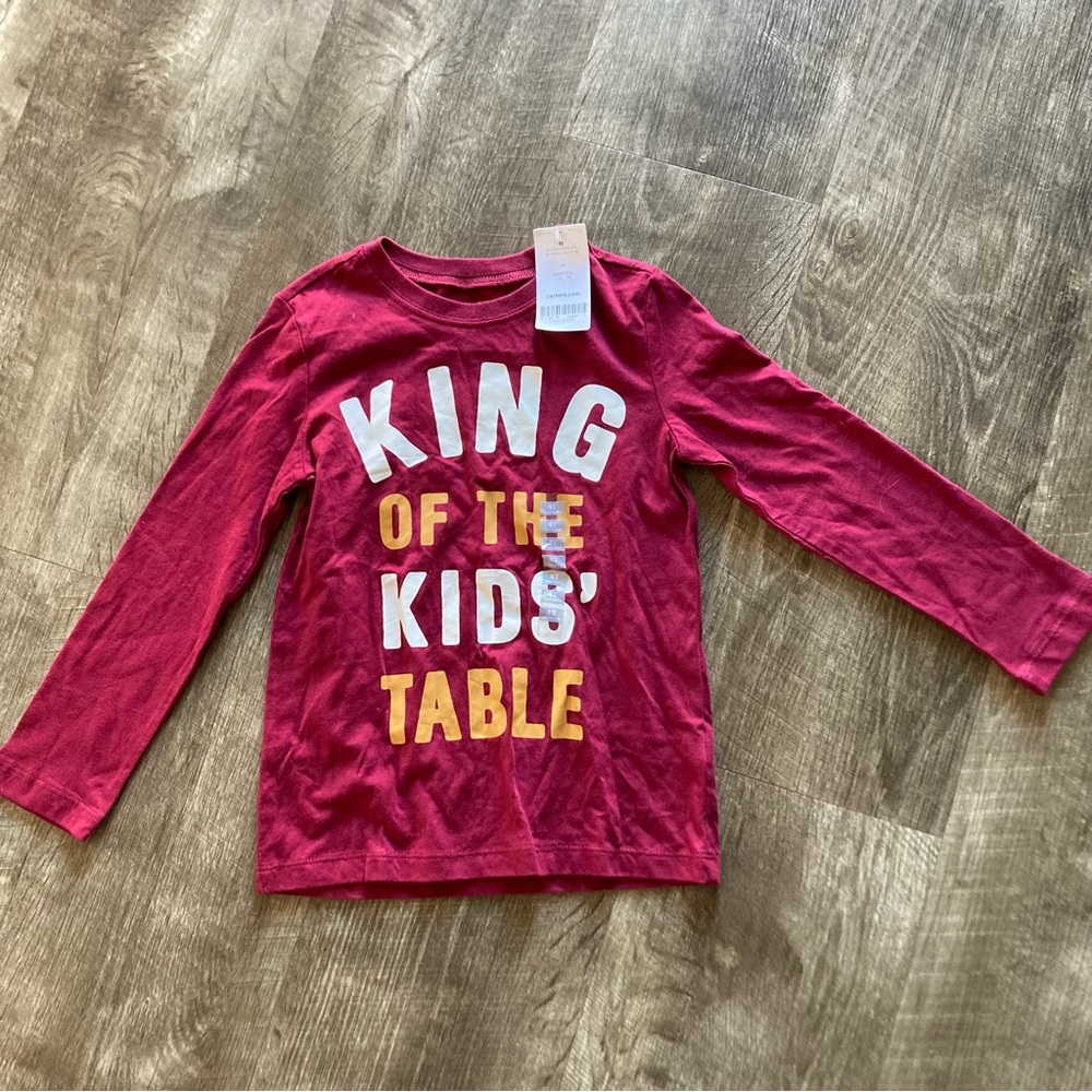 Carter’s Long Sleeve Kids 4T Tee Shirt King Of The Kids’ Table NWT